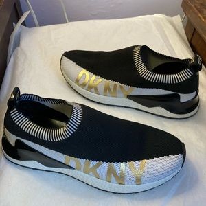 DKMY slip on’s gold lettering EUC Clean! US 7 women’s